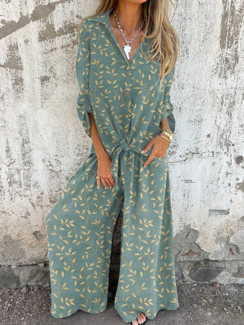Women's Pastoral Floral Art Print Casual Two-piece Sets
