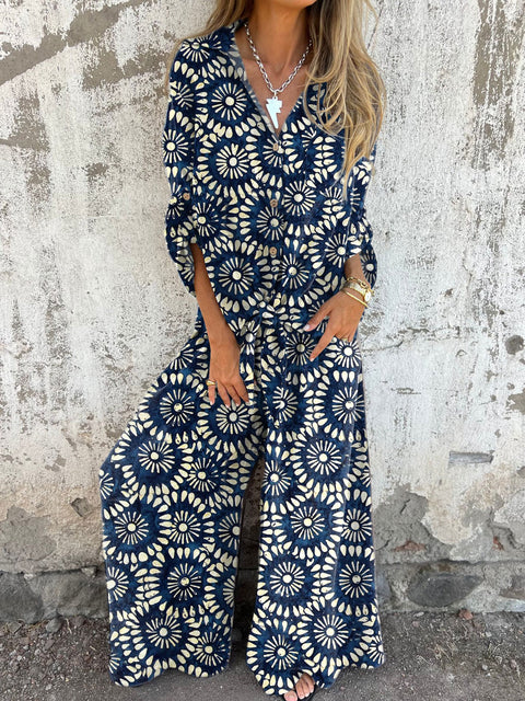 Women's Pastoral Floral Art Print Casual Two-piece Sets
