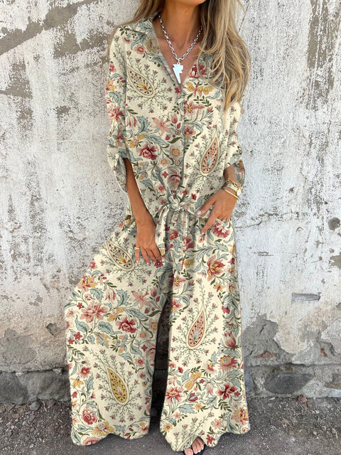 Women's Boho Floral Art Print Casual Two-piece Sets