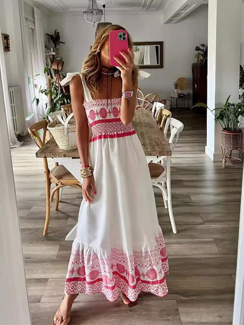 Women's Boho  Art Print Casual Suspender Dress