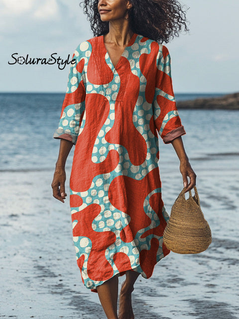 Abstract Geometric Pattern Printed Women’s Dress Multicolor / S