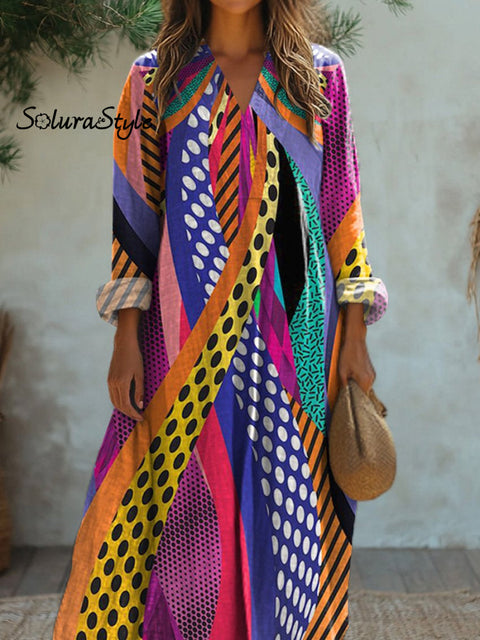 Abstract Geometric Pattern Printed Women’s Flowy Dress