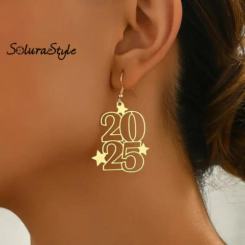 Boho Style 2025 New Year Earrings Gold