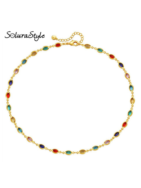 Colorful Glass Chain Necklace Multicolor / Onesize