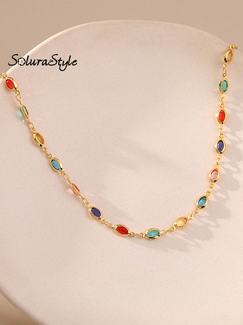 Colorful Glass Chain Necklace