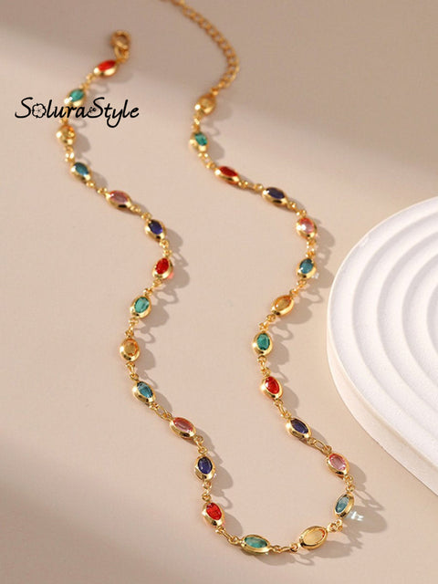 Colorful Glass Chain Necklace
