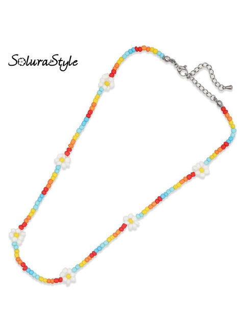 Colorful Rice Beads Handmade Choker Necklace Silver / Onesize