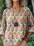 Elegant Vintage Rose Pattern Printed Women’s Casual Cotton And Linen Shirt Multicolor / S