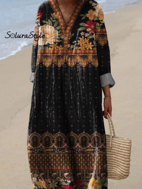 Ethnic Style Floral Pattern Printed Women’s Dress