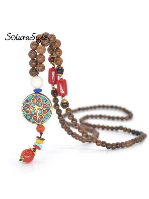 Handmade Pendant Wooden Bead Necklace 1 / Onesize