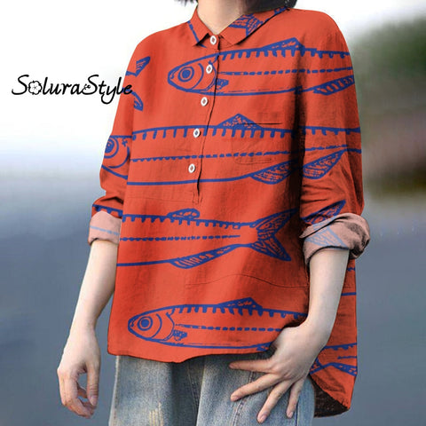 Japanese Red Sardines Art Print Cropped Pants