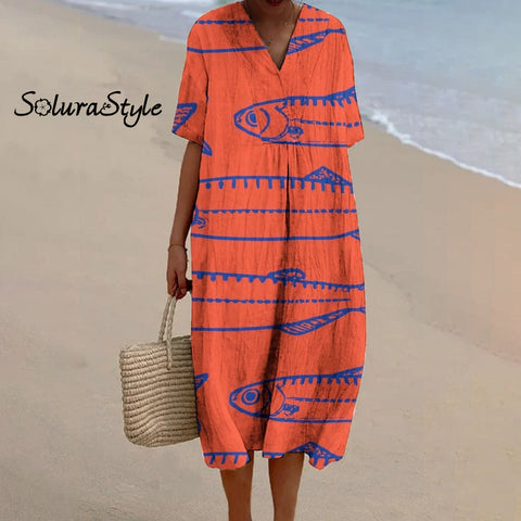 Japanese Red Sardines Art Print Cropped Pants Dress / S