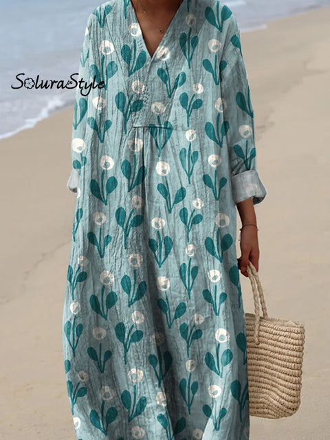 Lovely Spring Dandelion Pattern Printed Women’s Dress