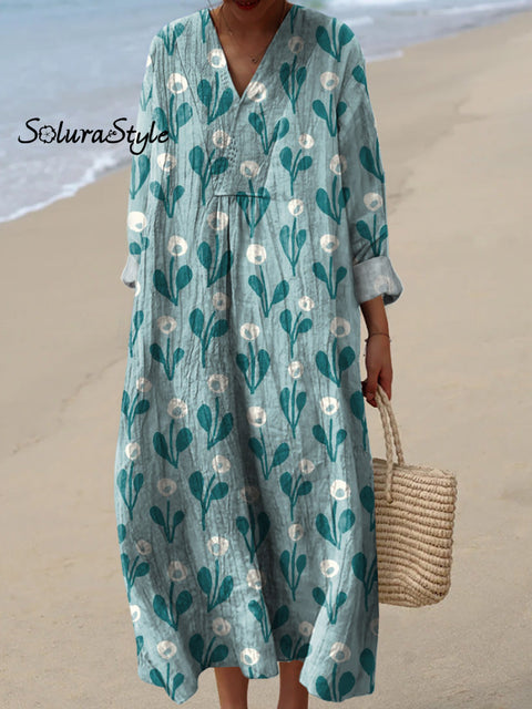 Lovely Spring Dandelion Pattern Printed Women’s Dress Multicolor / S