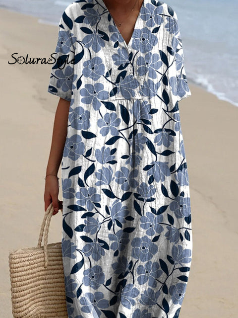 Lovely Spring Floral Pattern Printed Women’s Flowy Dress