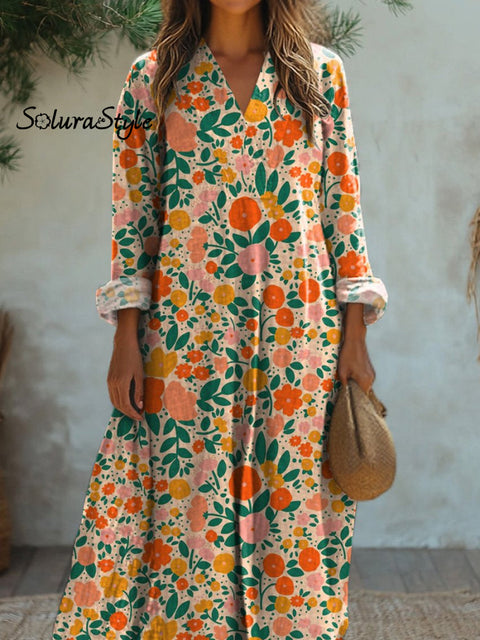 Lovely Summer Floral Repeat Pattern Printed Women’s Flowy Dress