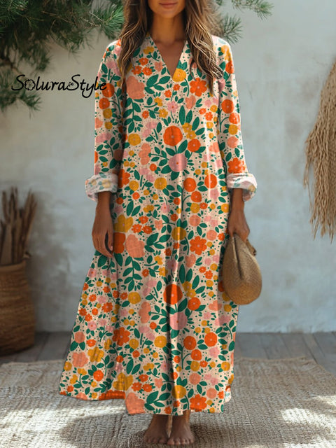 Lovely Summer Floral Repeat Pattern Printed Women’s Flowy Dress Multicolor / S