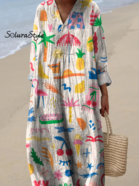 Lovely Summer Vacation Pattern Printed Women’s Dress