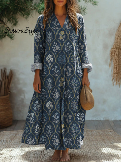 Midnight Spring Floral Garden Pattern Printed Women’s Flowy Dress Multicolor / S
