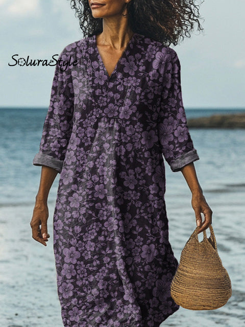 Midnight Summer Floral Pattern Printed Women’s Dress