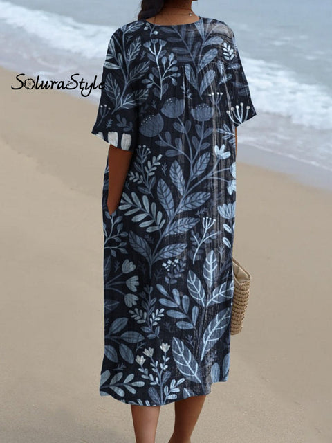 Midnight Summer Garden Pattern Printed Women’s Flowy Dress