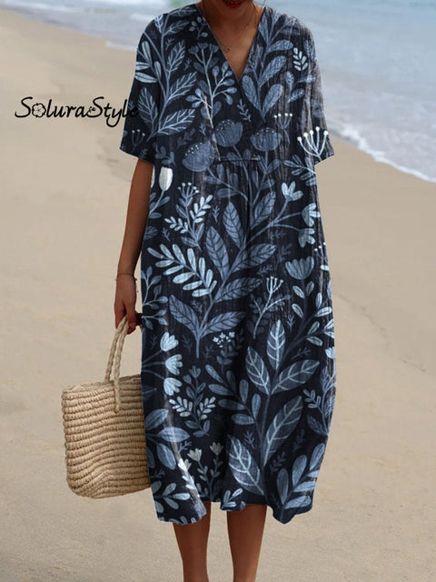 Midnight Summer Garden Pattern Printed Women’s Flowy Dress Multicolor / S