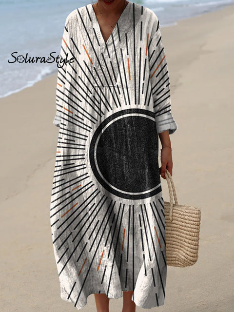 Minimalism Solar Art Printed Women’s Dress Multicolor / S