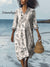 Minimalist Line Drawing Floral Pattern Printed Women’s Dress Multicolor / S