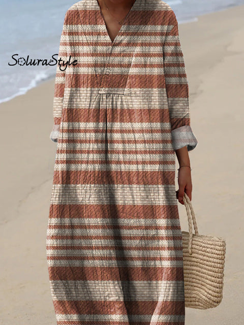 Minimalist Strip Pattern Printed Women’s Dress