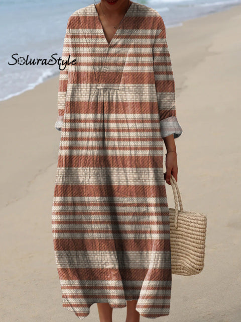 Minimalist Strip Pattern Printed Women’s Dress Multicolor / S