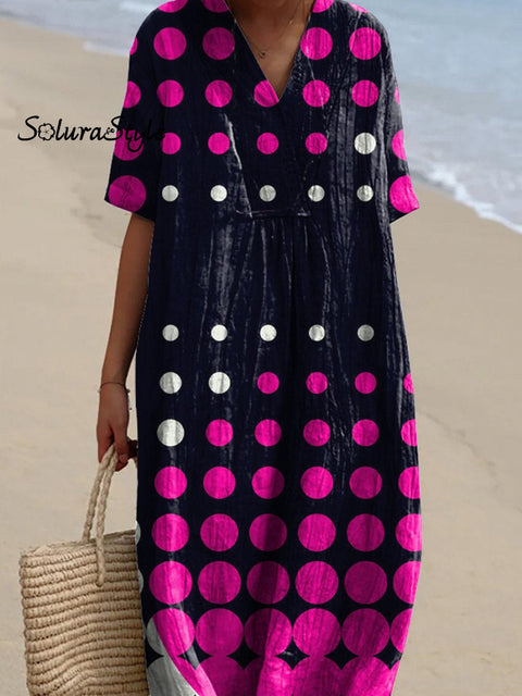 Modern Geometric Pattern Printed Women’s Flowy Dress