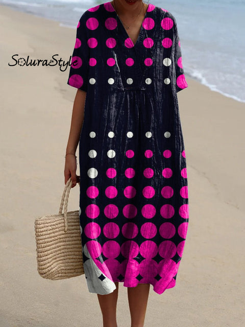Modern Geometric Pattern Printed Women’s Flowy Dress Multicolor / S