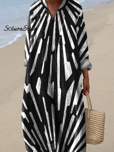 Modern Geometric Solar Art Printed Women’s Dress