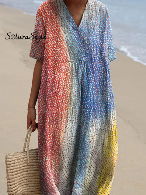 Multicolor Ombre Pattern Printed Women’s Flowy Dress