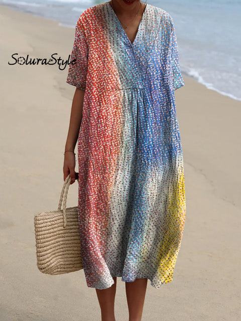 Multicolor Ombre Pattern Printed Women’s Flowy Dress / S