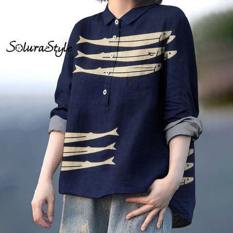 Retro Art Fish Cropped Casual Pants
