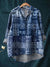 Shibori Patchwork Pattern Printed Women’s Casual Long Sleeve Comfortable Cotton Shirt Multicolor / S