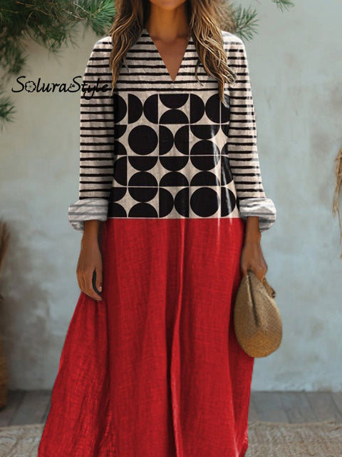 Simple Geometric Pattern Printed Women’s Flowy Dress