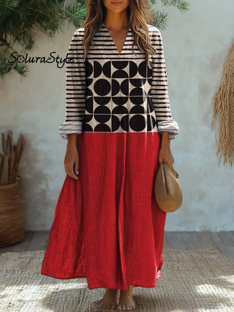 Simple Geometric Pattern Printed Women’s Flowy Dress Multicolor / S