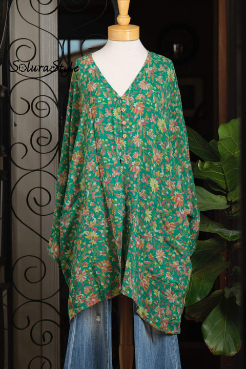 Split Tunic In Spring Flower One-Size