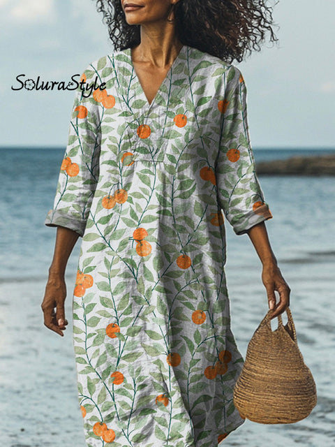 Summer Citrus Orange Pattern Printed Women’s Dress