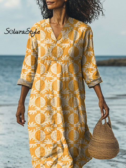 Summer Geometric Solar Pattern Printed Women’s Dress