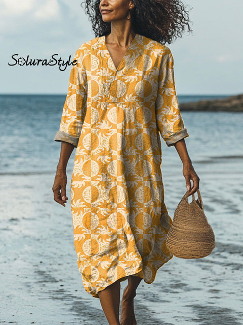 Summer Geometric Solar Pattern Printed Women’s Dress Multicolor / S