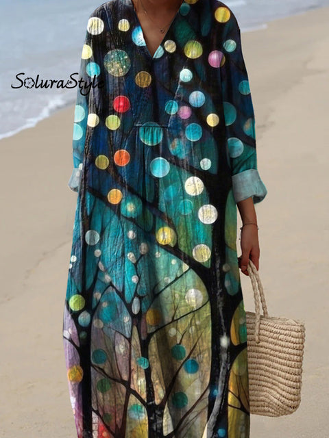 Tree Of Light Art Printed Women’s Dress