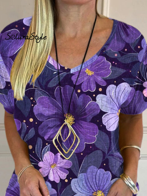 Vibrant Summer Floral Pattern Printed Women’s Casual Cotton And Linen Shirt