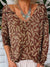 Vintage Botanical Art Print V-Neck Pullover Knit Top Multicolor / S