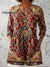 Vintage Ethnic Pattern Printed Women’s Casual Linen V-Neck Shirt Multicolor / S