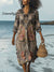 Vintage Ethnic Pattern Printed Women’s Dress Multicolor / S
