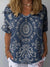 Vintage Ethnic Style Pattern Printed Women’s Casual Cotton And Linen Shirt Multicolor / S