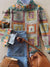 Vintage Geometric Pattern Art Print Knit Turtleneck Pullover Sweater Multicolor / S